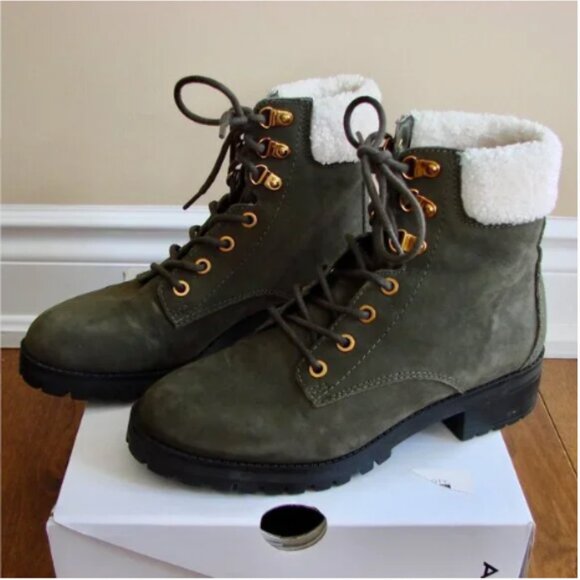 Aldo Rhaymma Boots Olive Green Hiking Combat Lug Sole Ankle NEW IN BOX Size 7 - Picture 4 of 14